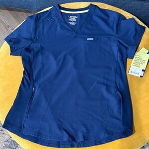 Landau Navy V-Neck Scrub Top
